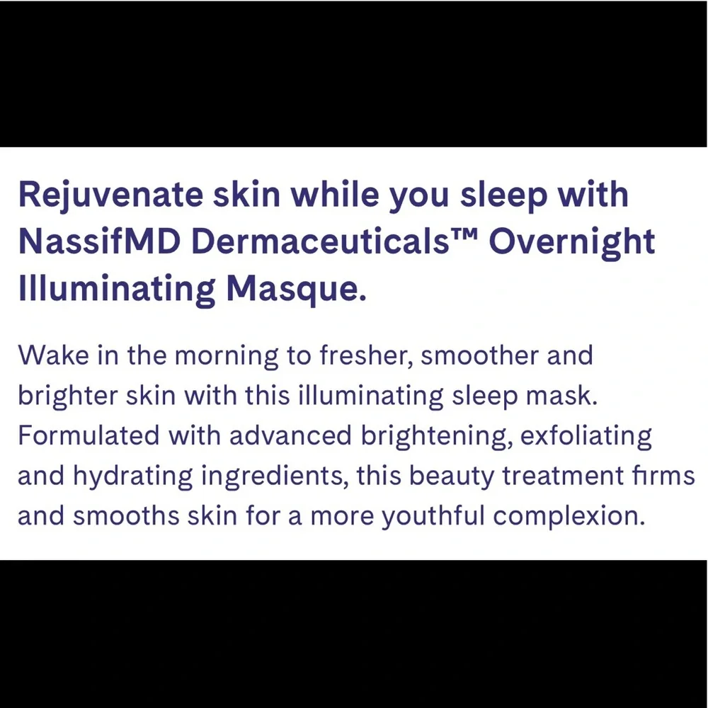 NassifMD Overnight Illuminating Masque 4 Oz, New Sealed - Picture 2 of 7
